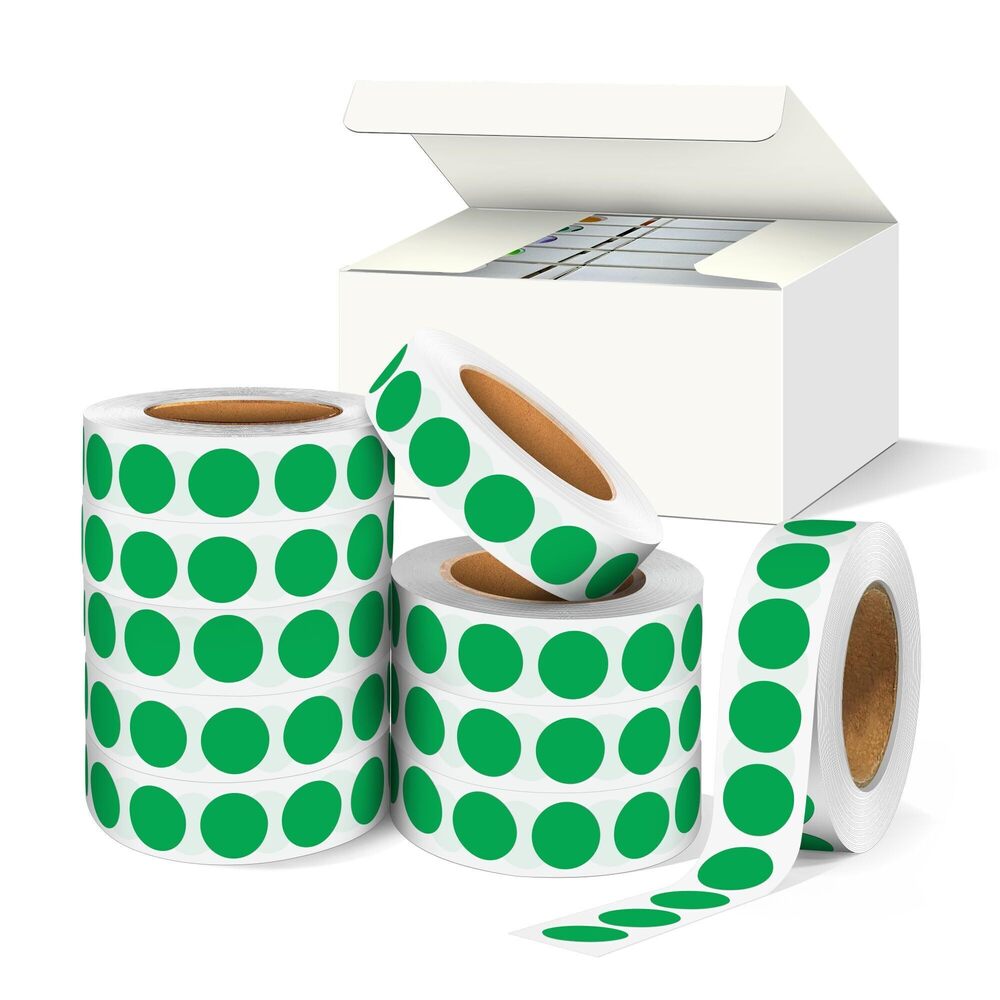 8141 1/2 Inch Green Dot Stickers, 0.5" Circle Label Adhesive Small